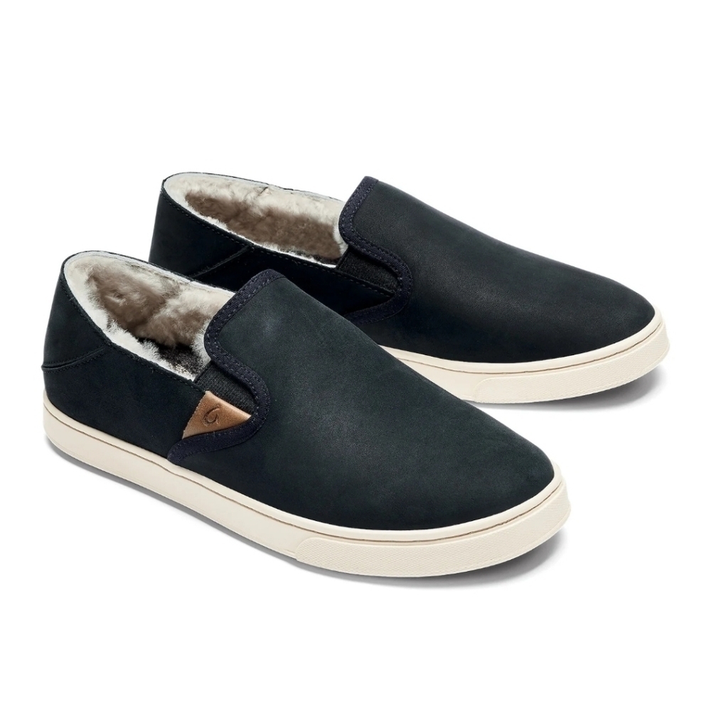 Olukai Women Pehuea Heu Leather wool shearling Loafer Slip on shoes sz 8